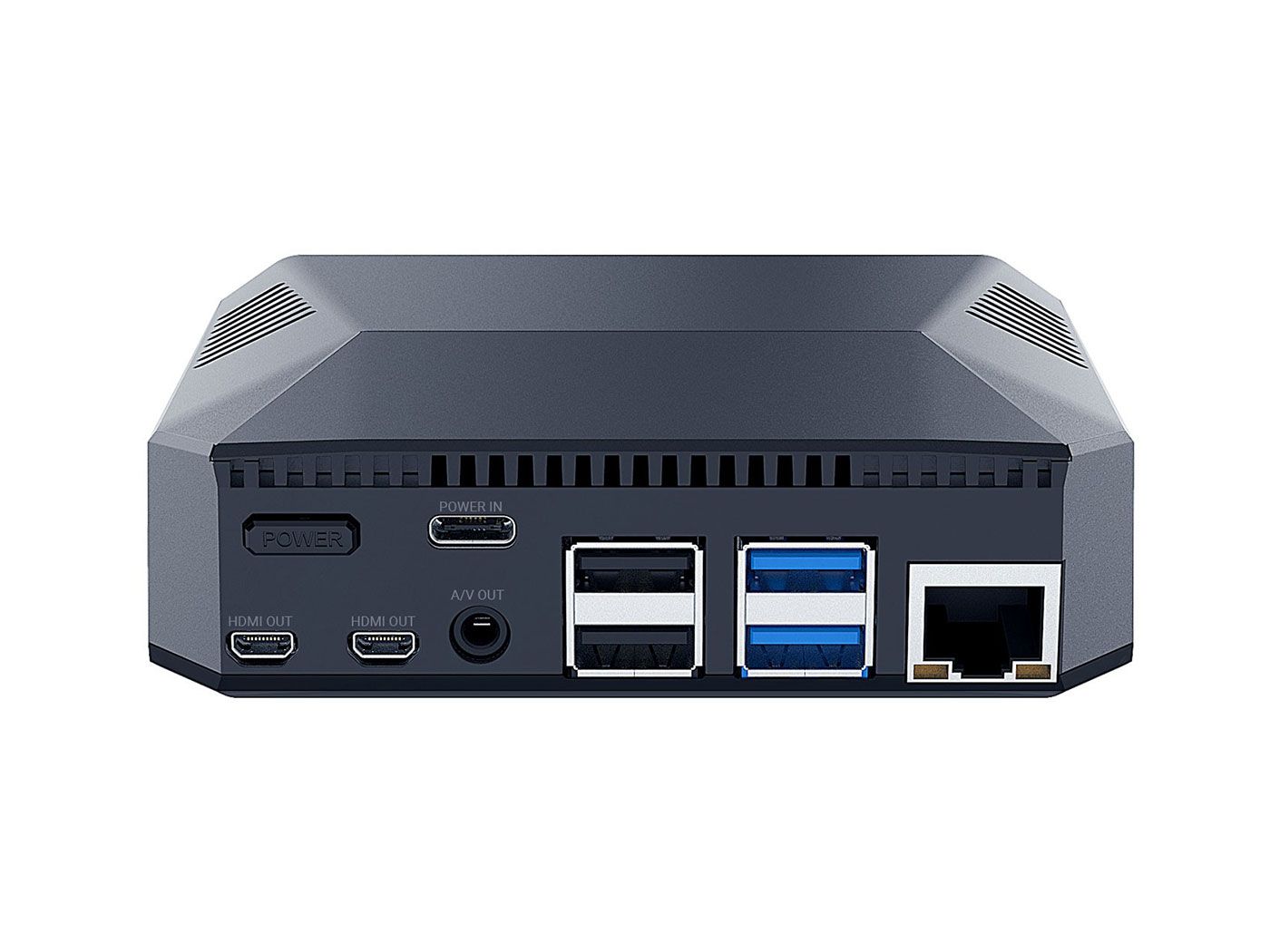 Aargon One Raspberry Pi 4 Aluminium Case Ports