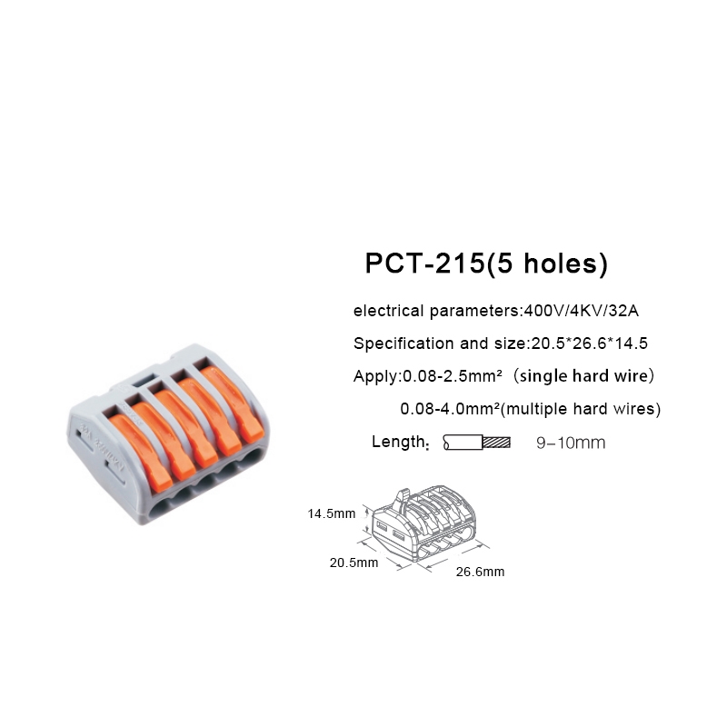 PCT-215 5 Pin Push Splice Cable Connector Conductor