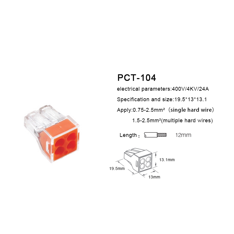 PCT-104 4 Pin Push Splice Cable Connector Conductor