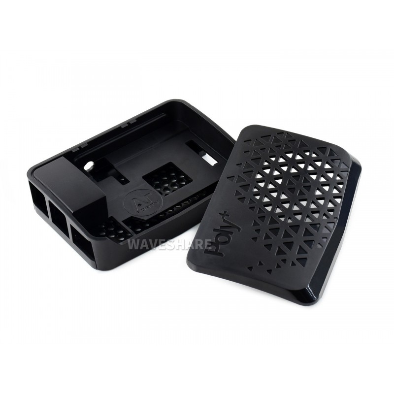Black Poly+ Case For Raspberry Pi 4, With Dedicated MINI Cooling Fan