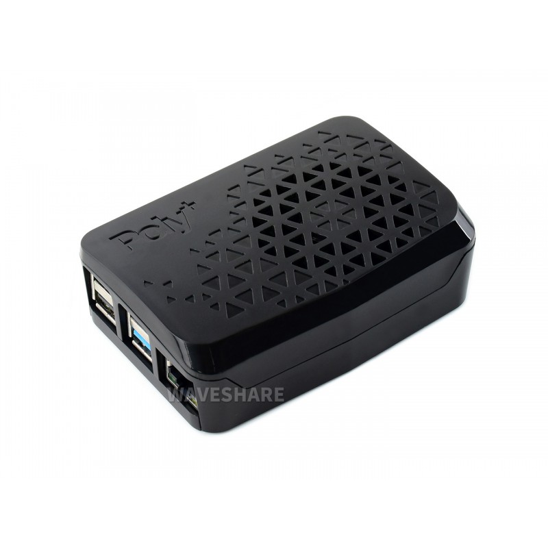 Black Poly+ Case For Raspberry Pi 4, With Dedicated MINI Cooling Fan