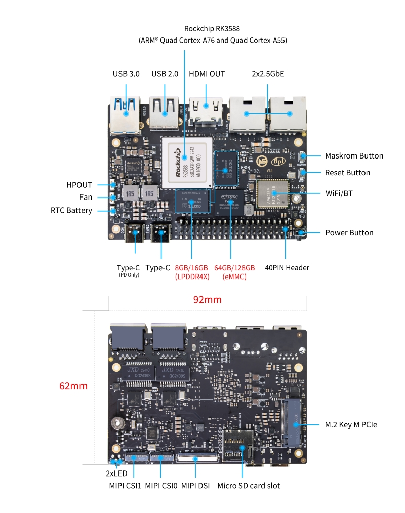 Banana Pi M7 (BPI M7) top&amp;bottom