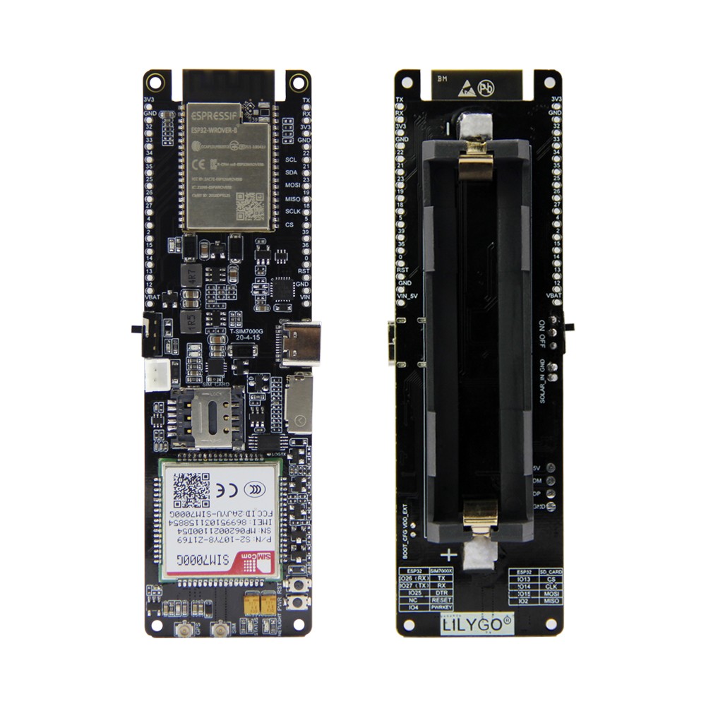 LILYGO TTGO T-SIM7000G Module ESP32-WROVER-B Chip WiFi Bluetooth 18560 Battery Holder Solar Charge Development Board